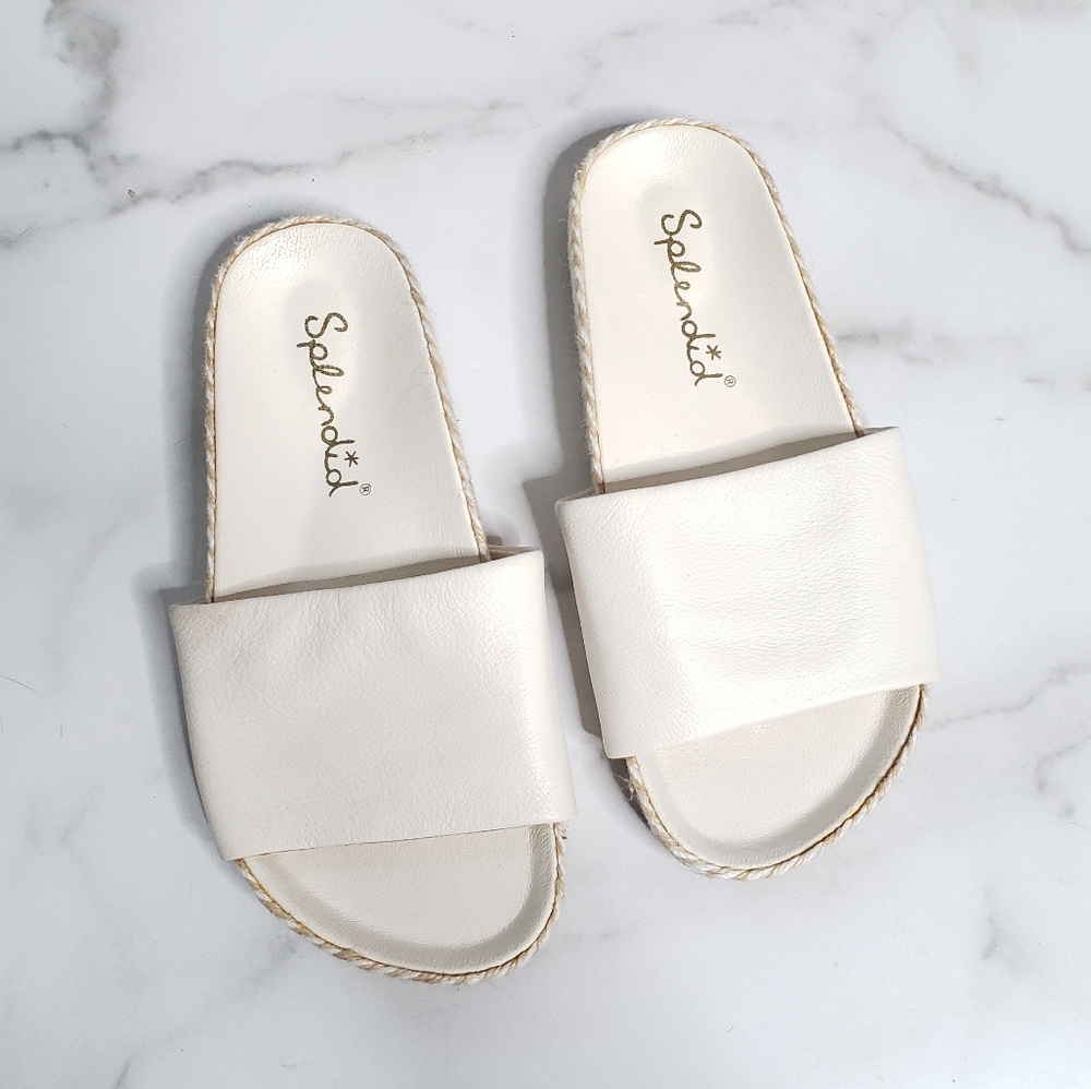 Splendid Sanford Open Leather Slide Sandals Slides White Size 6